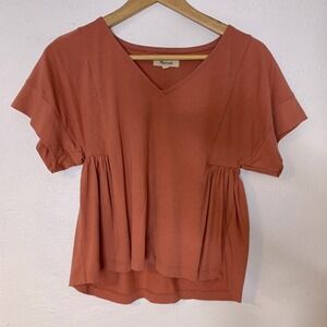 Madewell XS Supima Cotton Flutter-Sleeve Tee MB183 Dust Rose